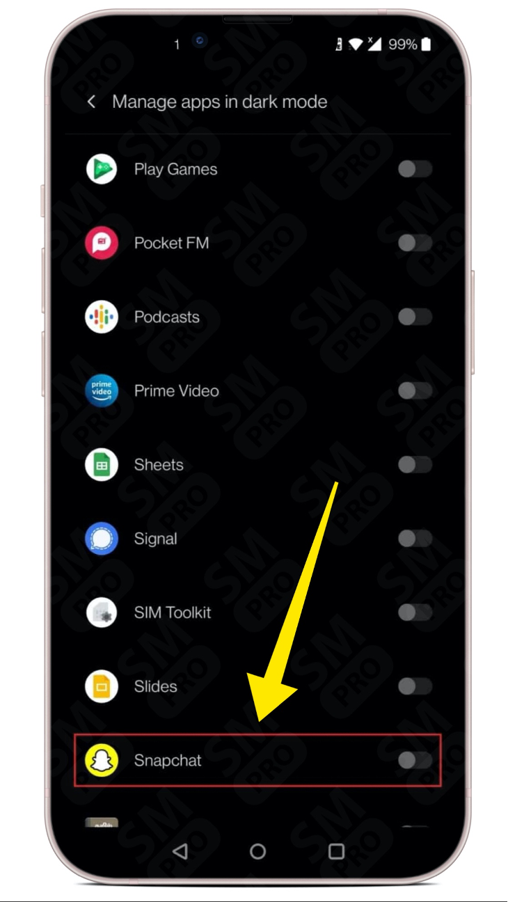 How to get dark mode on Snapchat without app appearance?