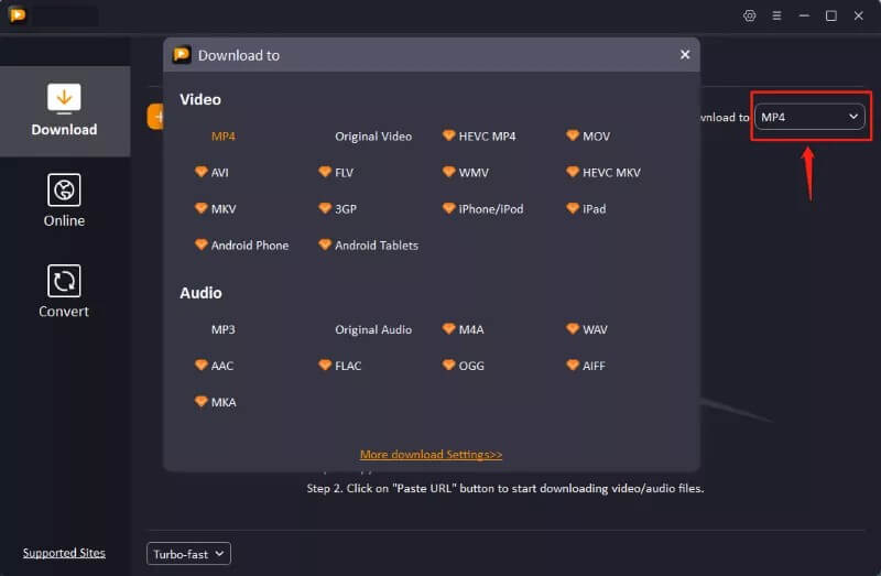 Select Output Format and Quality